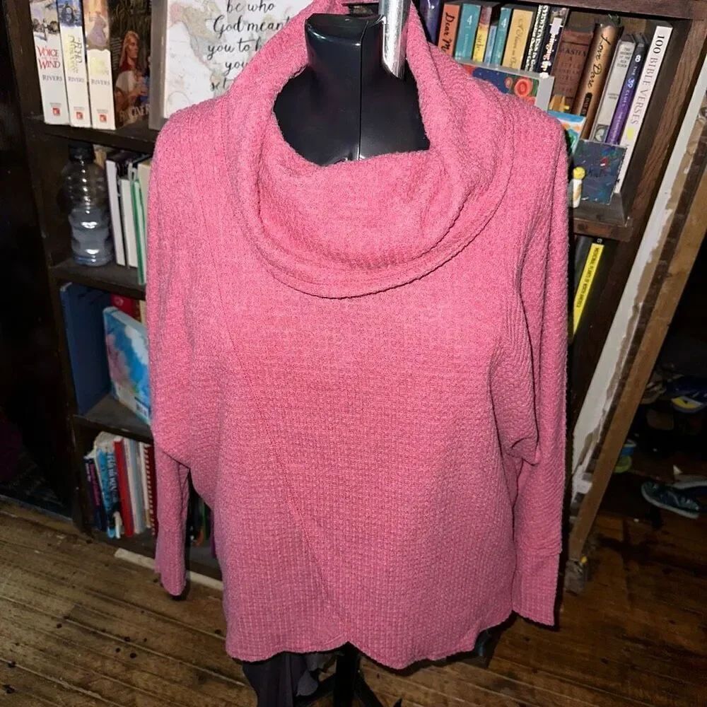 Lularoe pink waffle cowl neck cozy flowy drape top